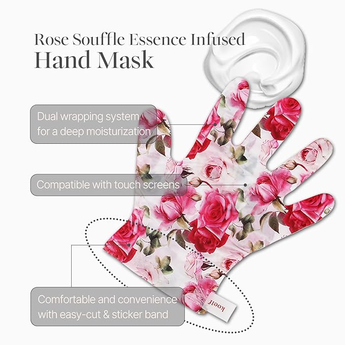PETITFEE Rose Petal Satin Hand Mask (5pairs) - Intensive Nourishing, Moisturizing Gloves, Rose Scented Hand Repair Masks with Peptide, Collagen, Shea Butter for Silky Smooth Hand Treatment