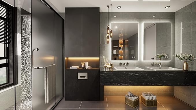 TETOTE 20 x 28 LED Backlit Bathroom Mirror with Light,3Color White/Warm/Natural,Anti-Fog Lighted Mirror,Dimmable,Vanity Mirror,Wall Mounted