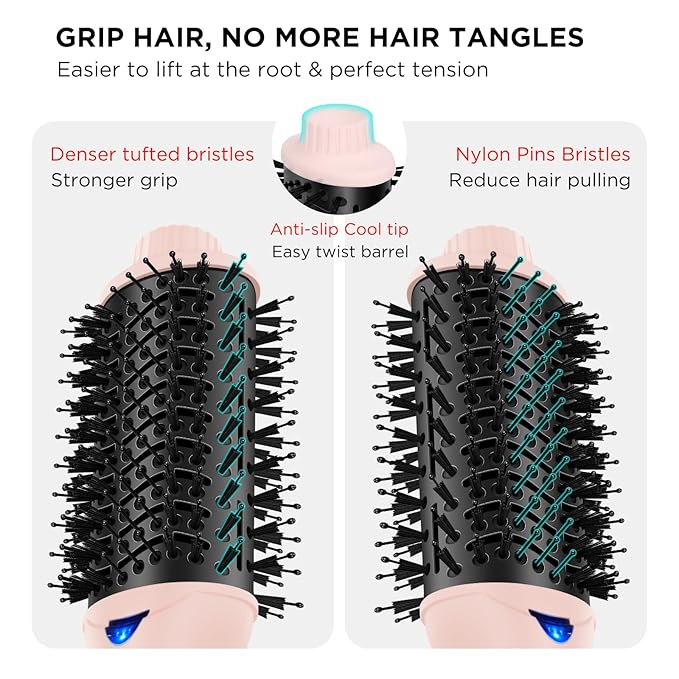 Hair Dryer Brush, Aima Beauty One Step Hair Dryer and Styler Volumizer with Negative Ion for Reducing Frizz and Static, Hair Styling Tools, Pink