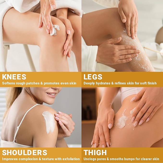 Exfoliating Body Scrub Polish 10 oz - Moisturizing & Hydrating Body Exfoliator with Kiwi & Rice Bran Extract – Gentle Cleansing Polish Scrub for Smooth & Nourished Skin by INFINA ESSENTIALS