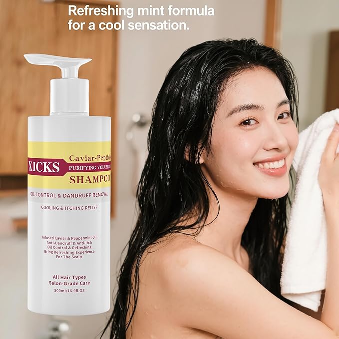 Professional Hair Treatment Set with Caviar Peptide Volumizing Shampoo, Maca Collagen Repair Mask and Maca Essence Oil -Dandruff Treatment，Controls Oil, Soothes Scalp for Dry Damaged All Hair Types