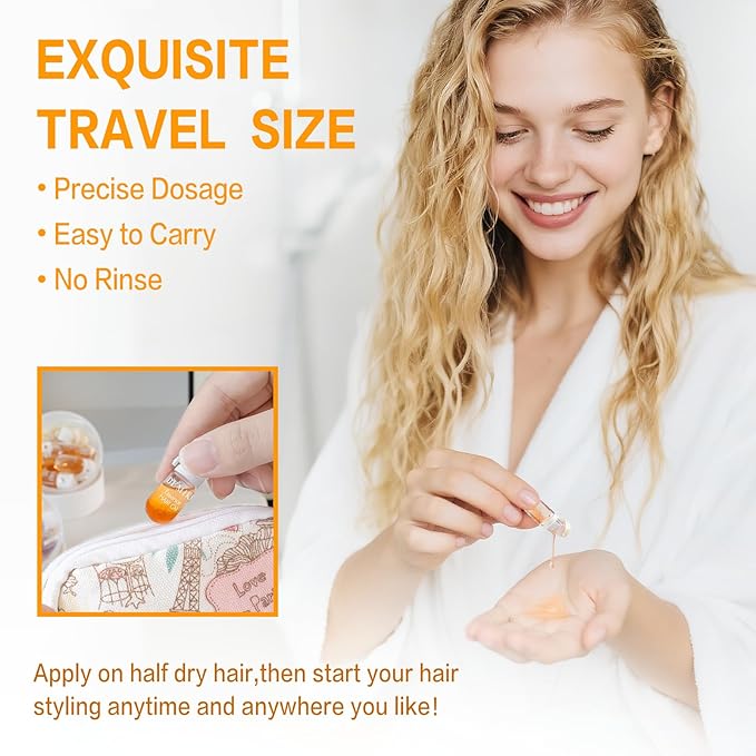 Hair Oil For Frizzy Hair With Coconut Oil - Hair Treatment For Dry Damaged Hair, Hair Perfume Oil For Curly Hair, Frizz Control Hair Care Products, Mini Bottles Hair Oil For Damaged Hair, 12pcs