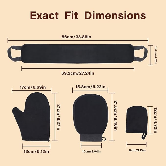 4 Pack Self Tanning Mitt Applicator Kit,Tanning Glove for Self Tan Mitt,Self Tanner Back Applicator,Mini Tan Mit, Exfoliating Mitt, for Sunless Streak-Free Fake Tanning