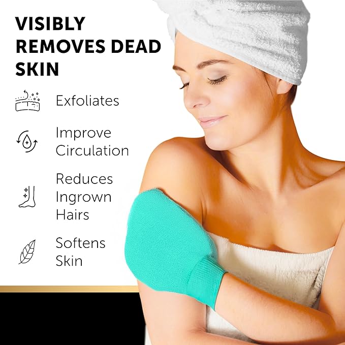 VALITIC 2 Pack Kojic Acid Vitamin C & Retinol Soap Bars for Dark Spot & A Pair of Turquoise Exfoliating Gloves for Body Scrubs