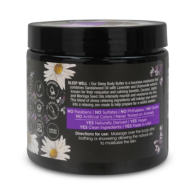 Nature's Beauty Lavender Chamomile Sleep Body Butter Multi-Pack - Sleep Well Luxury Rich Moisturizer, Relax + Calm Your Skin, Made w/Shea Butter, Jojoba + Moringa Seed Oils, 12 oz (2 Pack)