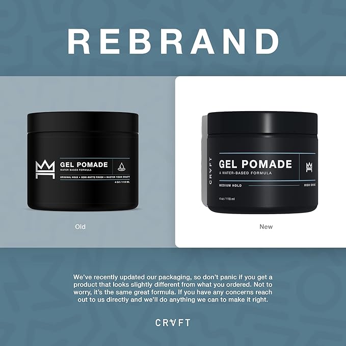 CRVFT Gel Pomade 4oz | High Shine/Medium Hold | Water Based/Water Soluble | Ideal For Short/Medium Thin/Thick Hair | For A Clean Cut Look | Men’s Styling Product [Clear], Stylist Approved [Scented]