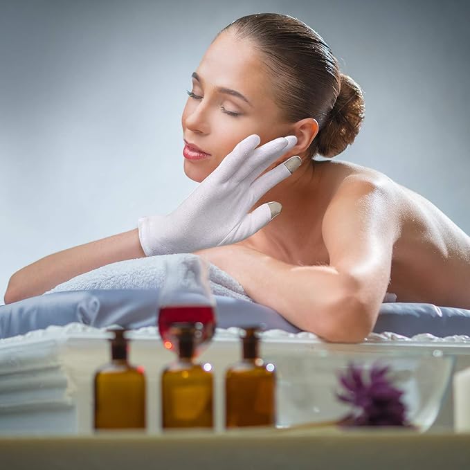 Evridwear 100% Cotton Touchscreen Moisturizing Beauty Gloves with Elastic Cuff, Natural Cosmetic Therapy Gloves for Eczema SPA Dry Hands Care Overnight (White, Large) 5 Pairs