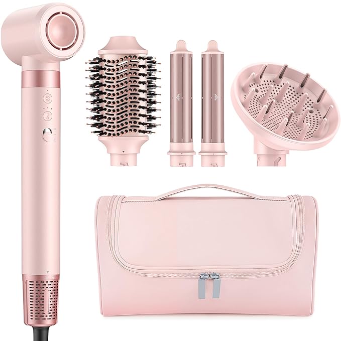 5 in 1 High-Speed Hot Air Styler - Professional Frizz-Free Hair Dryer Brush, Fast Drying Hair Dryer with Diffuser, No Heat Damage Air Styler Wrap - Curl, Volumize