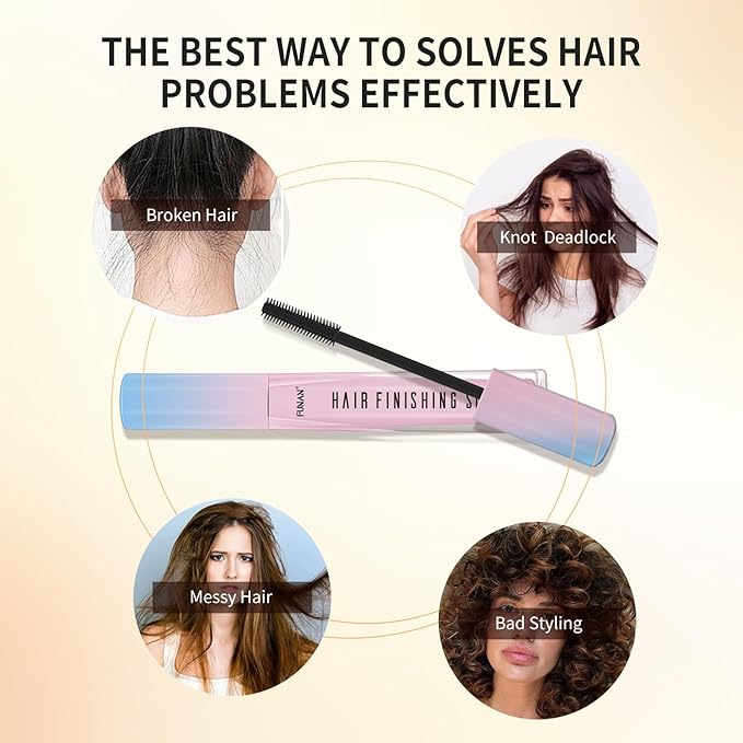 Hair Wax Stick Set for Flyaways, Slick Back Hair Finishing Tool Kit - Edge Brush Rat Tail Comb Set, Topsy Tail Tool - 10 Pcs