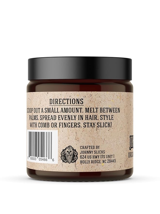 Oil Based Pomade | Organic Hair Styling for Men, Low to Medium Hold | Promotes Healthy Hair Growth & Helps Hydrate Dry Skin, (Original, 4 Ounce) Veteran Owned, USA Made.