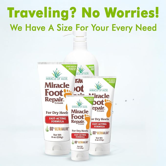 Aloe Vera Lotion & Foot Cream Combo – Aloe All Over 1 oz + Foot Repair 4 oz – Soothing Aloe Lotion for Dry Skin, Hands, Heels & Body – Diabetic-Safe Foot Cream for Cracked Feet