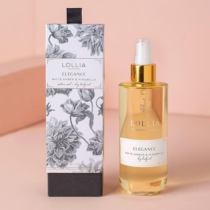 LOLLIA Elegance Dry Body Oil - White Amber and Mirabelle for Women - 6.8 oz Oil