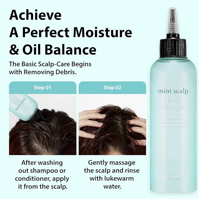 A'PIEU Mint Hair Vinegar Rinse 6.76 fl oz - Advanced Scalp Treatment for Oil Control, Korean Hair Care, Hydrating & pH Balancing, Clarifies & Refreshes