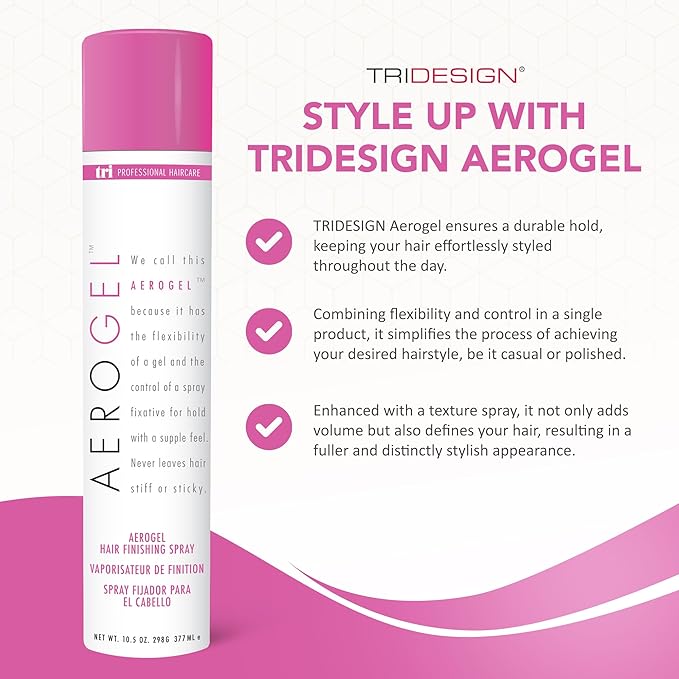 TRI Design Aerogel Hairspray - Strong Hold Hair Finishing Spray for Volumizing & Control, Flexible Styling for All Hair Types, Non-Sticky and Scented - For Women and Men - Pack of 6 (10.5 Oz)
