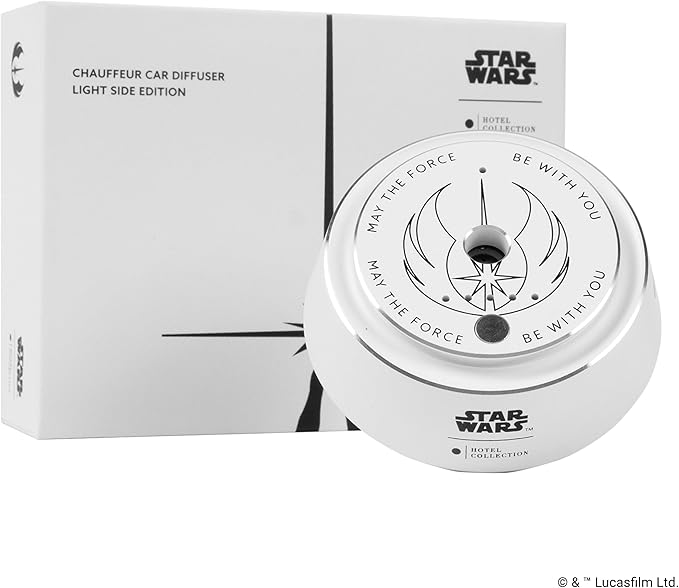 Hotel Collection | Star Wars ™ - Light Side Chauffeur Car Diffuser | Jedi| White Luxury Portable Essential Oil | Aromatherapy Oils Scent Car Diffuser | Auto On/Off Wireless Feature