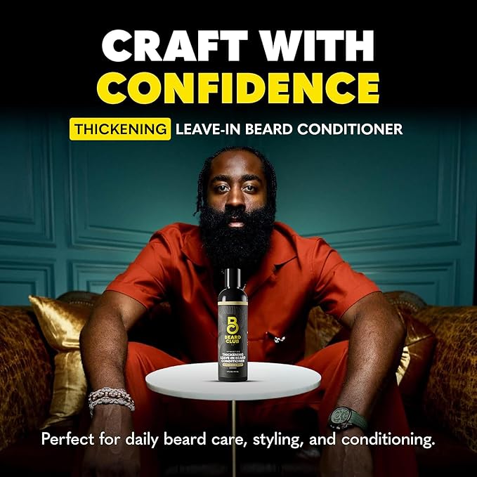 The Beard Club Thickening Leave-In Beard Conditioner for Men – Sandalwood & Ginger Cream – Hydrating Moisturizer, Softener & Lotion – Nourishes, Strengthens & Provides Itch Relief – 4oz