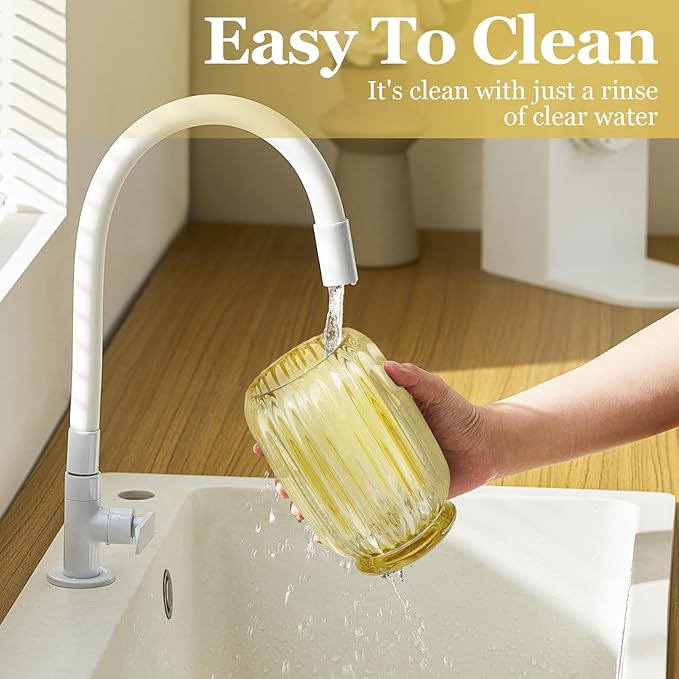 Makeup Brush Holder, Thick Glass Makeup Brush Organizer Cup, 4.8" Tall for Vanity Hair Brush Holder Brushes Storage, Makeup Brush Holder Organizer organizador de brochas de maquillaje Crystal Amber