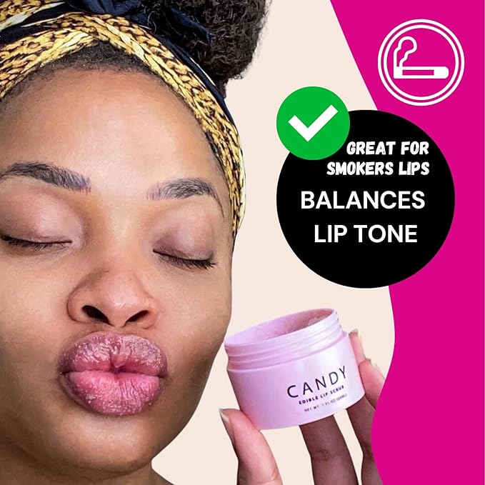 Minimo Candy Lip Exfoliator Scrub & Moisturizer - Lip Scrubber Exfoliator- Lip Brightening For Dark Lips Smoker| Removes Dead Skin from Dry Chapped Lips - Nourishes & Hydrates(1 oz) Pack Of 2