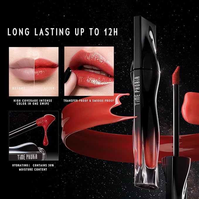 STELLAR DUST LIP STAIN-Long Lasting, Waterproof and Transferproof Lip Tint, Glossy Finish Lip Gloss, Lightweight Lipstick, High Coverage, Vivid Color (08)