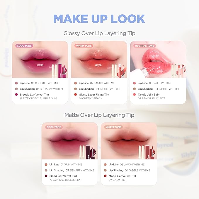 lilybyred Smiley Lip Blending Stick | Korean 3-in-1 Multi-Use Lip Liner, Smooth Creamy Texture, Long-Lasting Matte Finish, Soft Blur Effect, Precision Contour Pencil, 0.028 oz. (04 Giggle with Me)
