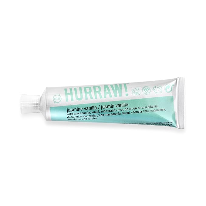 Hurraw! Balmtoo Squeezable Balm, Jasmine Vanilla: Thick, ultra-moisturizing. Anywhere application. Body, face, lips, neck, fingers, toes. 1 tube = 7 sticks of lip balm. Natural, Organic. Made in USA