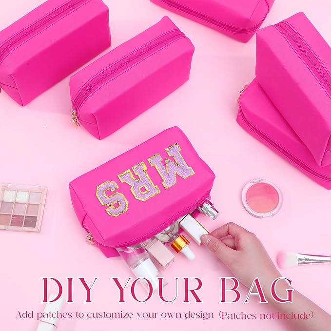 Kigeli 15 Pcs Aesthetic Makeup Bags PU Leather Cosmetic Pouches Waterproof Plain Toiletry Bags Makeup Pouches Bulk for Women Party Gift Travel Storage Organizer(Rose Red)