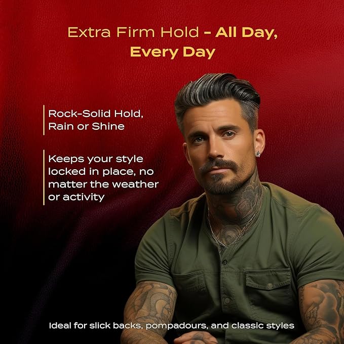 Far East Hard Pomade - Water Based Hair Styler with Extra Firm Hold & Medium Shiny Finish - Humidity Resistant Grooming Pomade for Men - 4 Oz