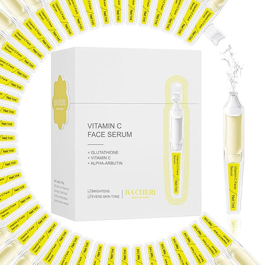 Vitamin C Face Serum with Glutathione, 4D Hyaluronic Acid & Aloe Vera – Lightweight Brightening & Hydrating Ampoule for Daily Skincare, Dark Spots, Sensitive Skin Friendly - 15 Ampoules (1ml each)