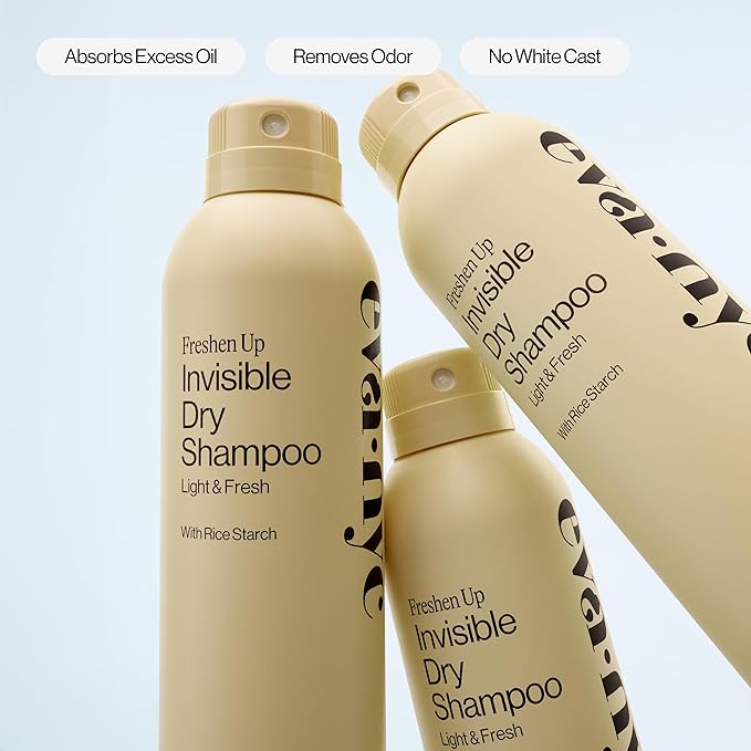 Eva NYC Invisible Dry Shampoo Spray - Oil-Absorbing, Removes Odor & No White Cast - Freshen Up Dry Shampoo For Women - For Light, Dark + Oily Hair - Light + Fresh Scent - 5.3 oz