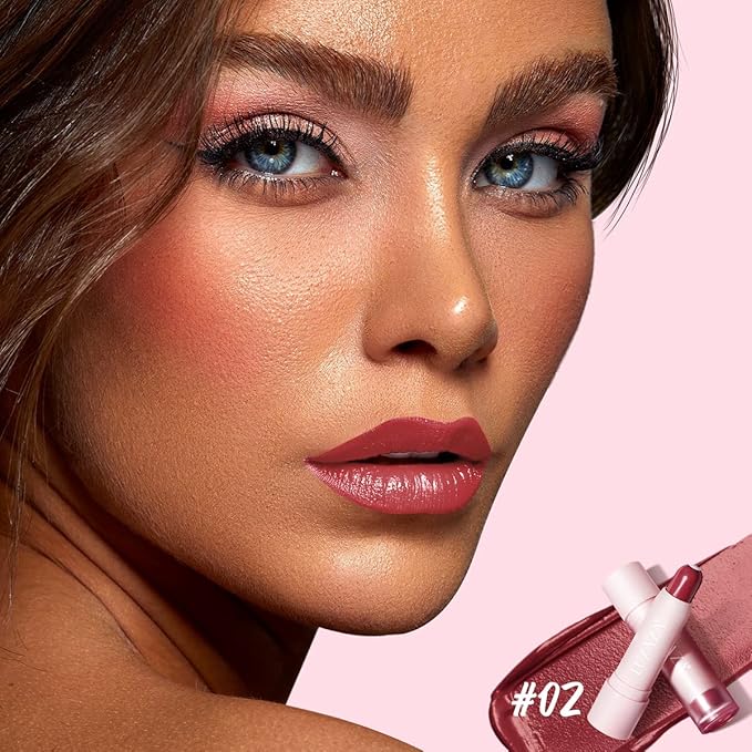 Tinted Lip Balm Chapstick with Color, Natural Semi - Gloss Finish, Hydrating/Coloring 2 in 1 Moisturizer Lip Stick for Girls & Women #02 Rose-In-Love