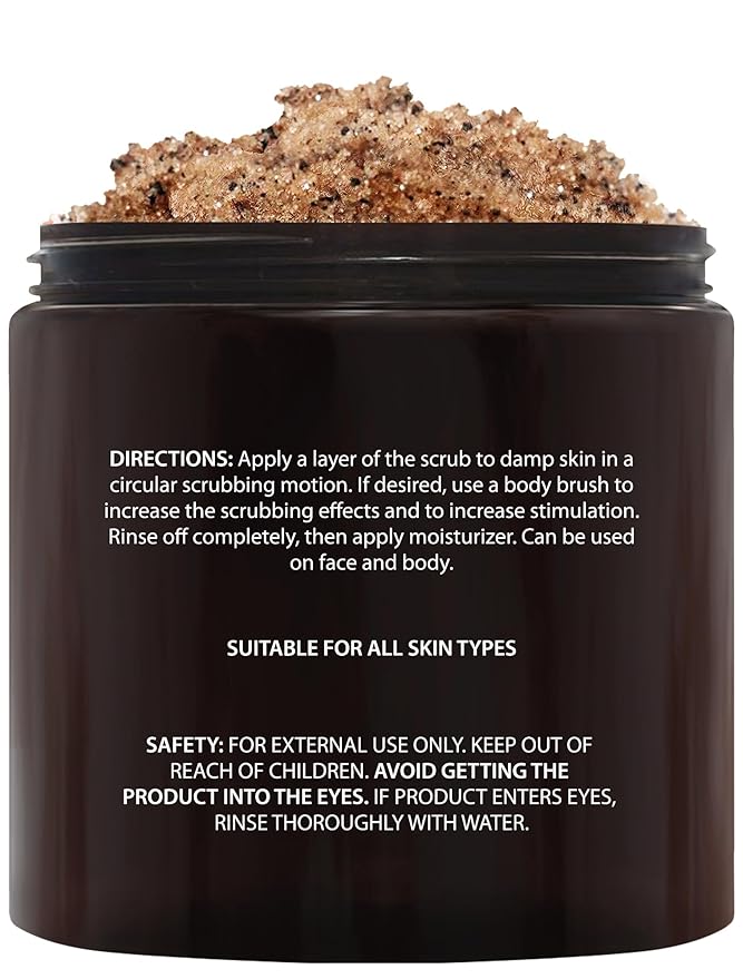 Brooklyn Botany Arabica Coffee Body Scrub - Moisturizing and Exfoliating for Body, Face, Hand, Foot - Fights Stretch Marks, Fine Lines, Wrinkles - Great Gifts for Women & Men - 10 oz