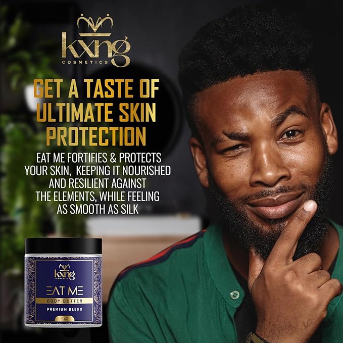 KXNG Cosmetics, Body Butter, Organic Skin Care for Men and Women, Body Moisturizer Lotions and Creams, Raw Shea Butter, Cocoa Butter, Mango, Coconut Oil, Hand, Foot, All Skin Types (Eat Me 2)