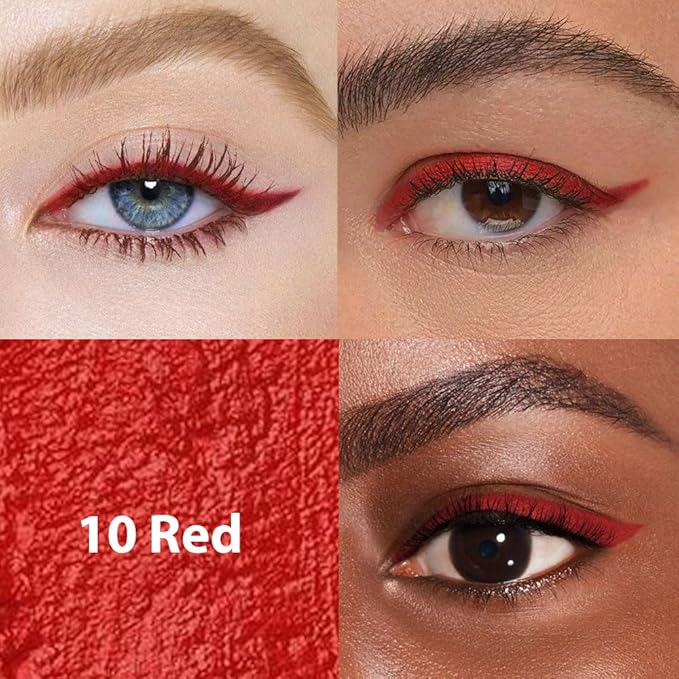 evpct 1Pcs Red Color Gel Glitter Eyeliner Pencils Set for Women Waterline Waterproof Smudge Proof lapiz de ojos delineador de ojos contra el agua Eye Liner Makeup, 10# Red