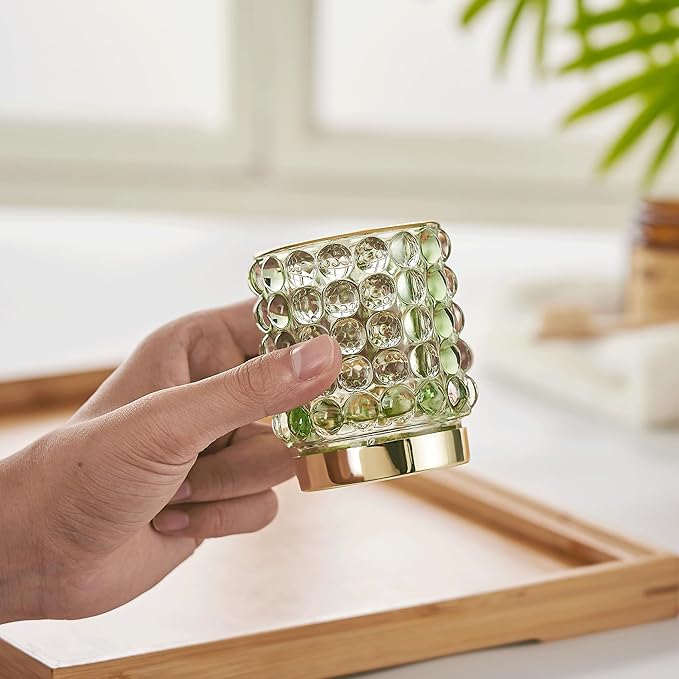 Makeup Brush Holder Organizer,Toothbrush Holders,Desk Pen Pencil Holder,Multifunctional Vintage Glass Brush Cup(A38-5-US/Green/S)