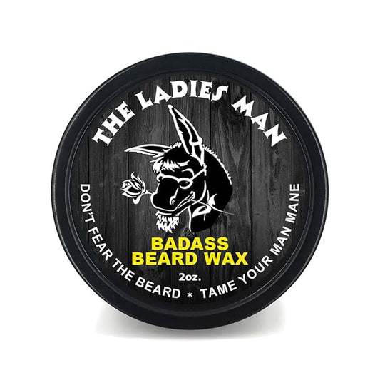 Badass Beard Care Beard Wax For Men - The Ladies Man, 2 oz - Softens Beard Hair, Leaves Your Beard Looking and Feeling More Dense