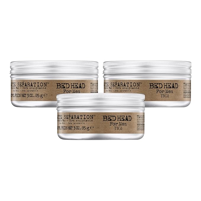 TIGI Bed Head for Men Matte Separation Workable Wax - Use for Strong Hold - For Men's Hairstyles - Use on Damp or Dry Hair - Premium Strong Hold Hair Wax - 3 oz (3 Pack)