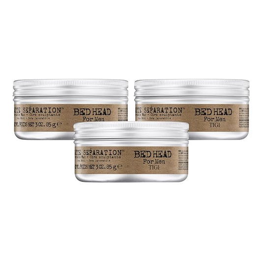 TIGI Bed Head for Men Matte Separation Workable Wax - Use for Strong Hold - For Men's Hairstyles - Use on Damp or Dry Hair - Premium Strong Hold Hair Wax - 3 oz (3 Pack)