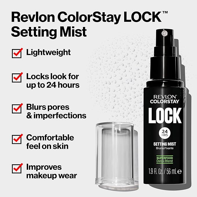 Revlon Colorstay 24 Hr Lock Setting Mist, Keeps Face Makeup from Melting & Fading, Mattifying, Blurring & Oil Absorbing Spray, Transfer-Proof & Mask Friendly, 1.9 fl oz