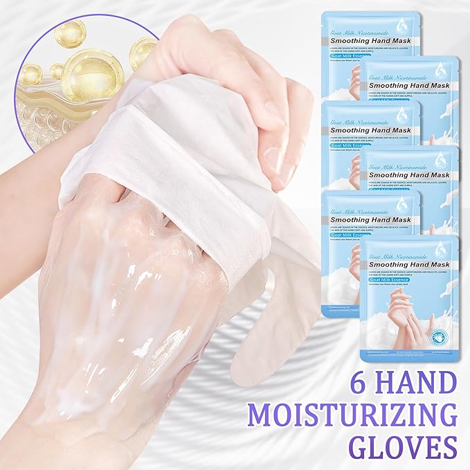 Hand Mask Moisturizing Gloves 6 Pack,Hydrating Hand Mask for Women,Soft Gloves for Dry Cracked Skin J