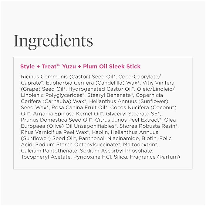 Briogeo Style + Treat Yuzu + Plum Oil Sleek Stick, Vegan Wax Hair Stick, Non-Greasy, Travel-Friendly, Tames Flyaways, Styling Stick for All Hair Types, Vegan, Cruelty-Free, 0.5 oz
