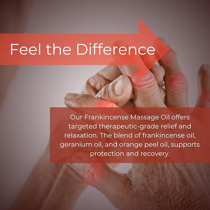 Essentially KateS Frankincense Massage Oil 8 Fl Oz - Knees, Elbows, HIPS, Hands, Shoulders and Legs - 100% Pure Frankincense Oil Relaxes Soreness and Stiffness