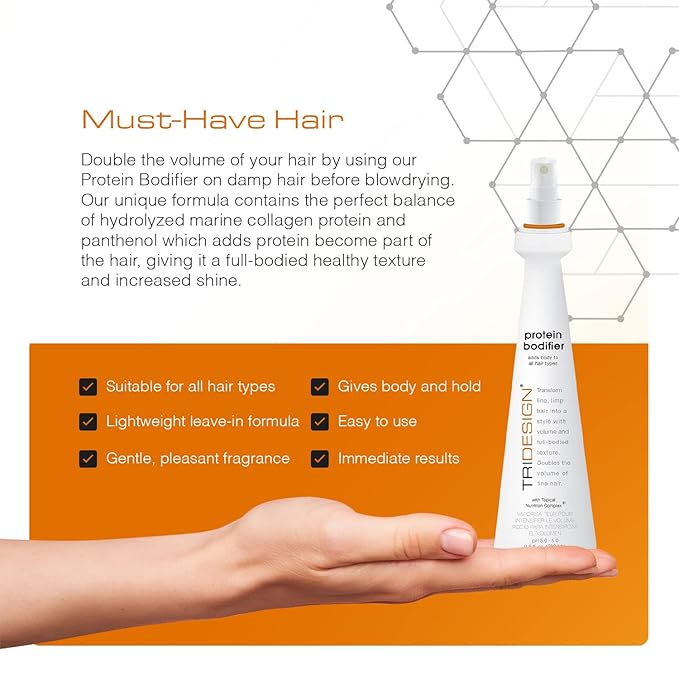 TRI Design Protein Bodifier - Volumizing Hairspray for Full-Bodied Texture - Ideal for All Hair Types - Nourishes and Enhances Hair for Lift, and Body to Fine, Thin, or Limp Hair - 9.5 oz