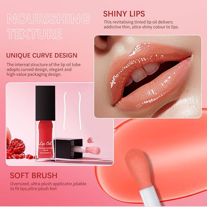MAEPEOR Glowing Lip Oil 7 Colors Hydrating Lip Balm Nourishing Lip Care Lip Treatment Glossy Finish Non-sticky Moisturizing Lip Balm (04 Jam)