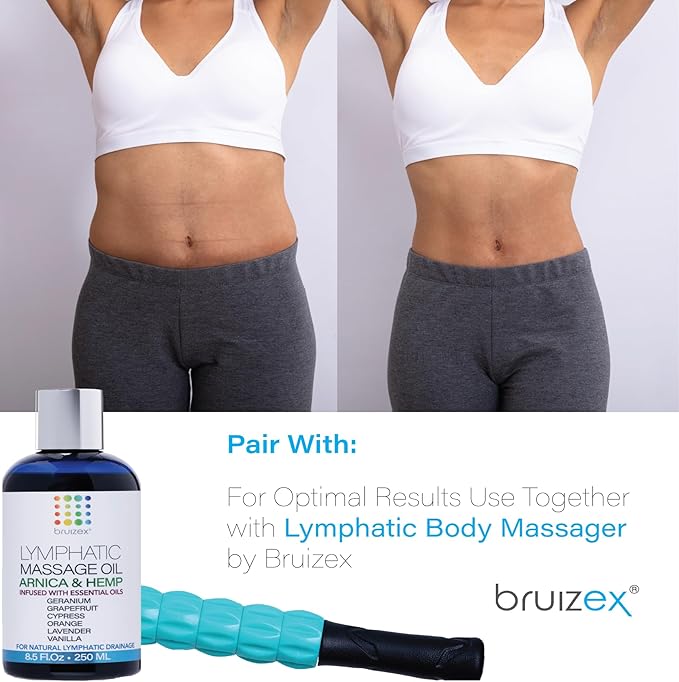 Lymphatic Drainage Massage Oil with Arnica & Natural Hemp Seed Oil, Post Surgery Recovery & Lipedema, Liposuction, 360 Lipo, BBL, Tummy Tuck, Fibrosis Treatment, Body Detox, 8.5 Oz