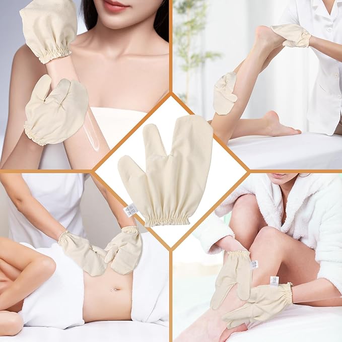 Garshana Gloves Raw Silk Massage, Raw SilkGloves Garshana with Elastic Wrist Bands, Exfoliating Bath Massage Raw Silk Gloves, for Skin BrushingMassage
