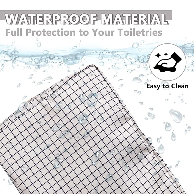 Large Makeup Bag Pouch, Nylon Women Travel Toiletry Storage Bag Checkered Cosmetic Bag for Girls, Big Preppy Makeup Organizer Bag Cute Zipper Pouch Skincare Bag for Sport School Work (Large-Checkered)