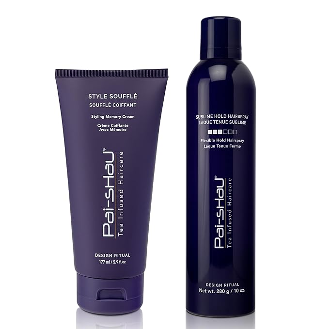 Pai-Shau Style Soufflé & Sublime Hold Hairspray - Hair Styling, Frizz Tamer for Damp and Dry Hair with Antioxidants to Maintain Hair Integrity - Flexible & Medium Hold Hair Spray for Women