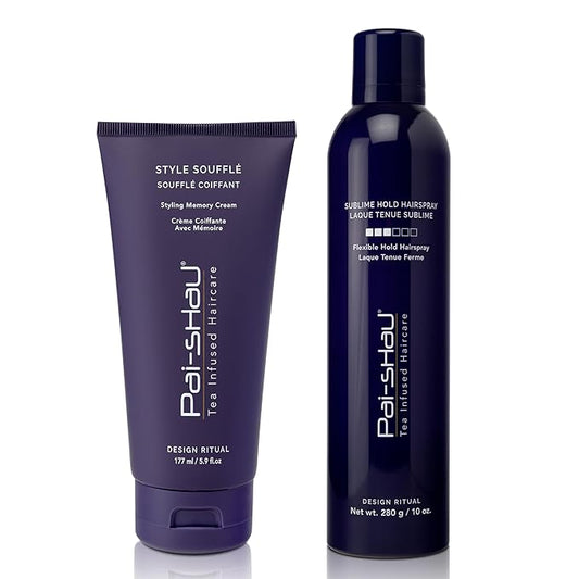 Pai-Shau Style Soufflé & Sublime Hold Hairspray - Hair Styling, Frizz Tamer for Damp and Dry Hair with Antioxidants to Maintain Hair Integrity - Flexible & Medium Hold Hair Spray for Women