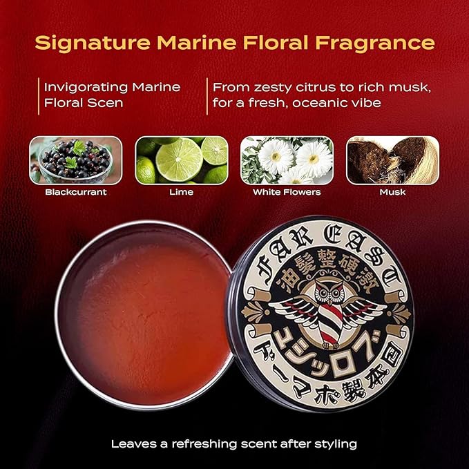 Far East Hard Pomade - Water Based Hair Styler with Extra Firm Hold & Medium Shiny Finish - Humidity Resistant Grooming Pomade for Men - 4 Oz