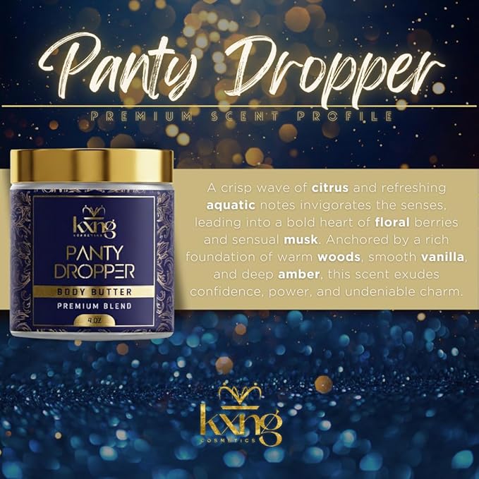 KXNG Cosmetics, Body Butter, Organic Skin Care for Men and Women, Body Moisturizer Lotions and Creams, Raw Shea Butter, Cocoa Butter, Mango, Coconut Oil, Hand, Foot, All Skin Types (Panty Dropper)